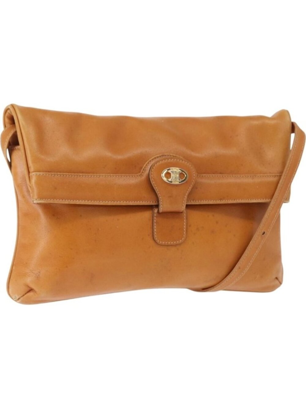 CELINE Shoulder Bag Leather Brown Gold